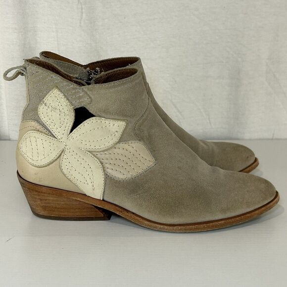 Frye Farrah Floral Zip Bootie Gray Ankle Boot Womens Size 8 - Picture 1 of 9